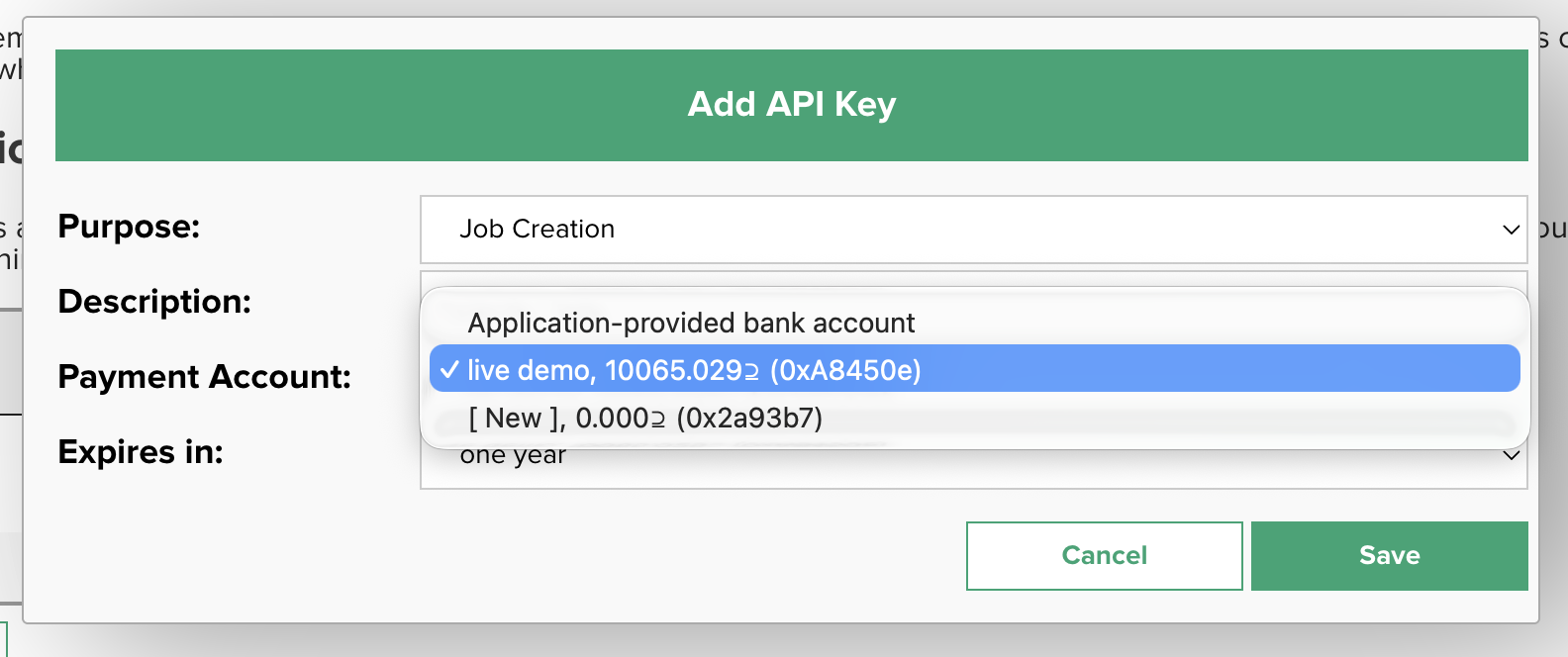 API key form