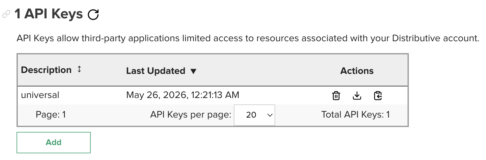 Keys tab